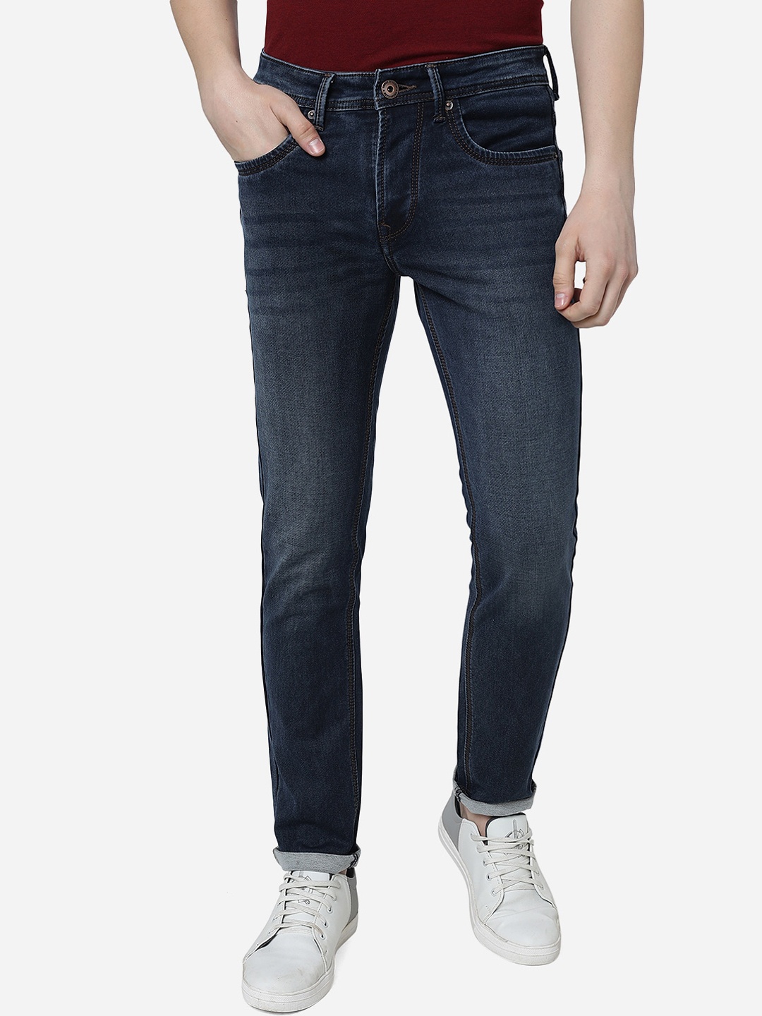 

Greenfibre Men Slim Fit Light Fade Stretchable Jeans, Blue