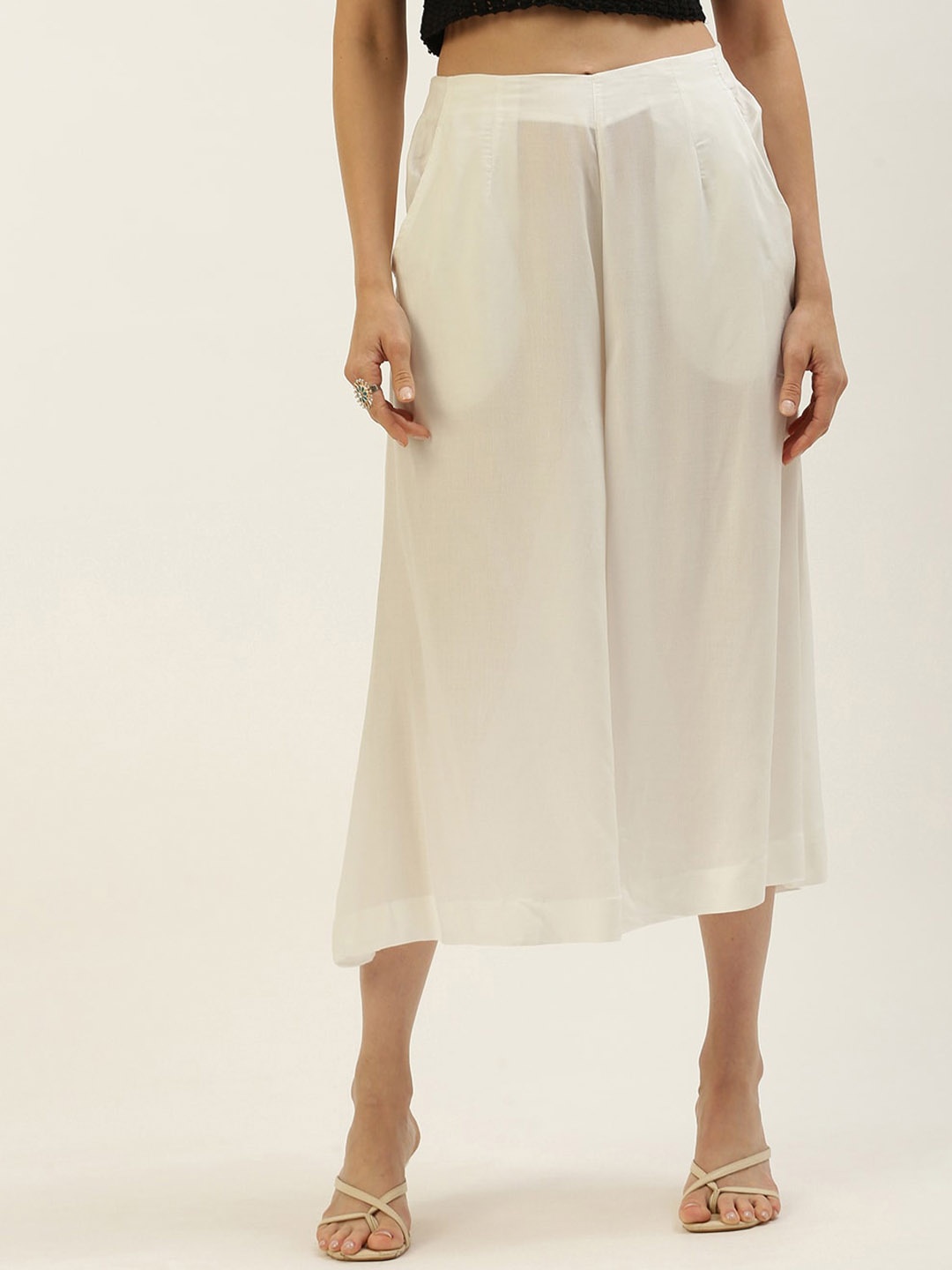 

De Moza Women Loose Fit Culottes, Off white