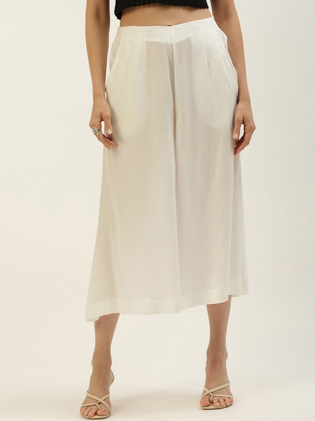 

De Moza Women Loose Fit Culottes, Off white