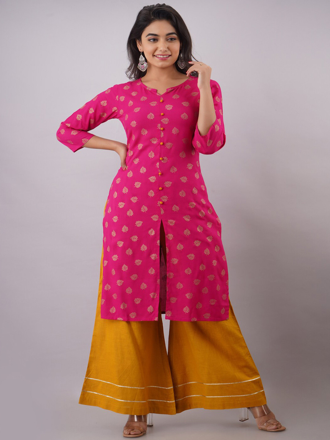 

KALINI Ethnic Motifs Printed Kurta with Palazzos, Pink