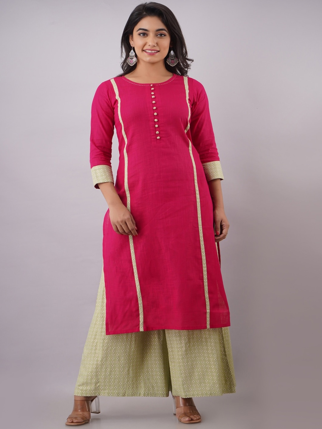 

KALINI Women Pink Floral Printed Kurta with Palazzos