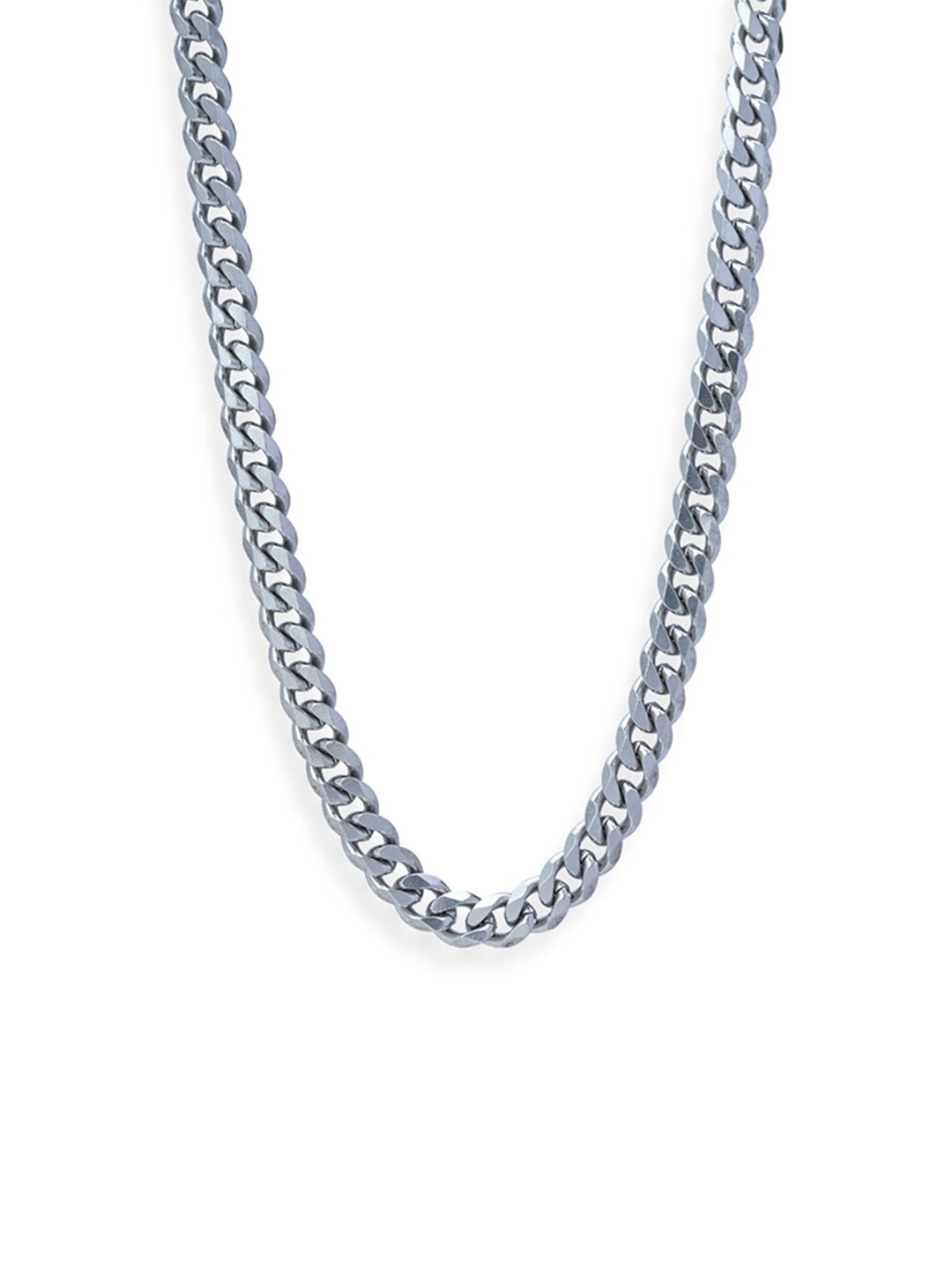 

PALMONAS Men Rhodium-Plated Big Cuban Chain, Silver