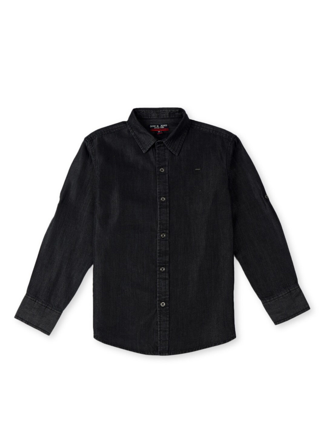 

Gini and Jony Boys Spread Collar Cotton Casual Shirt, Black
