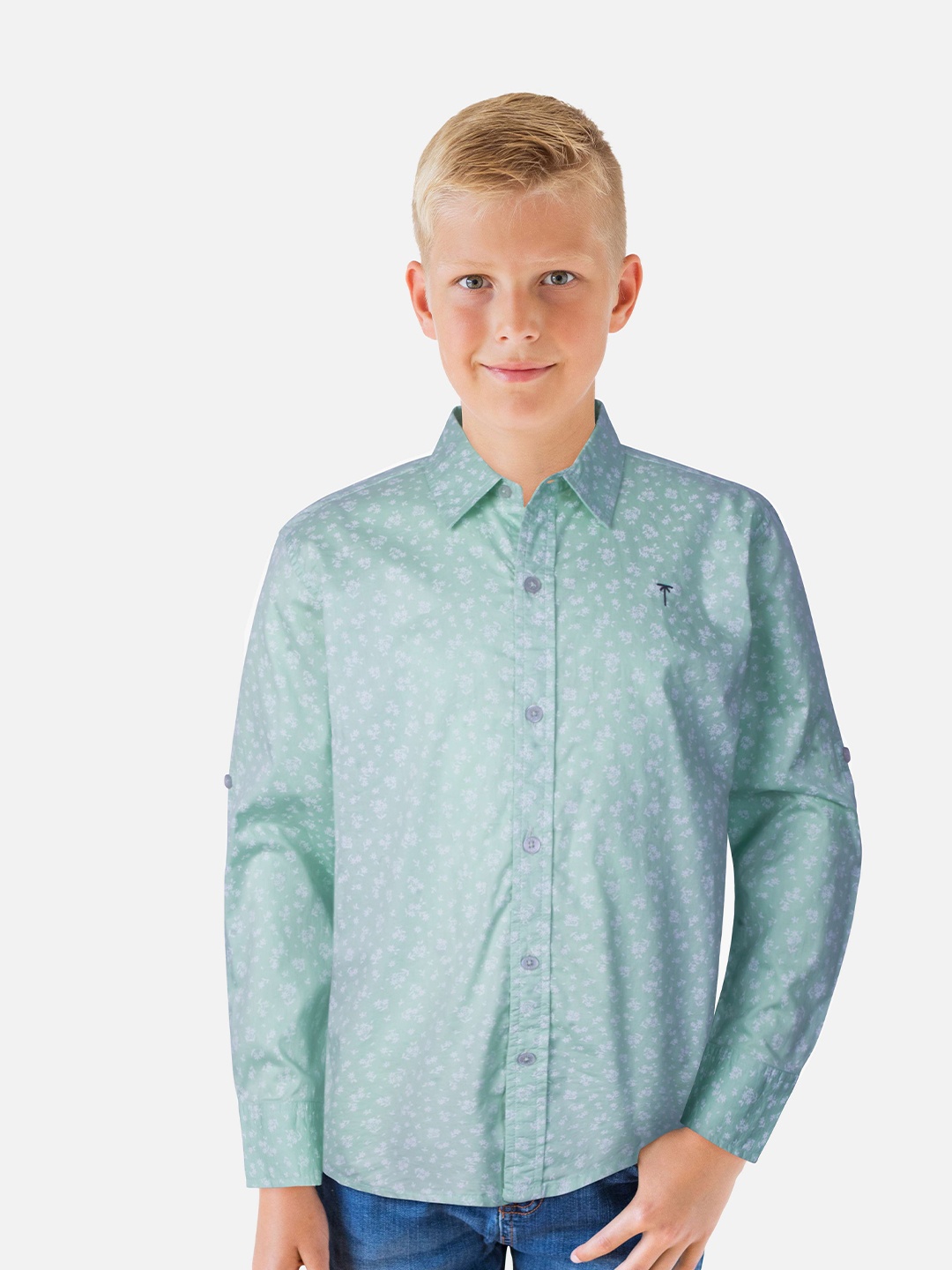 

Palm Tree Boys Blue Floral Printed Casual Shirt