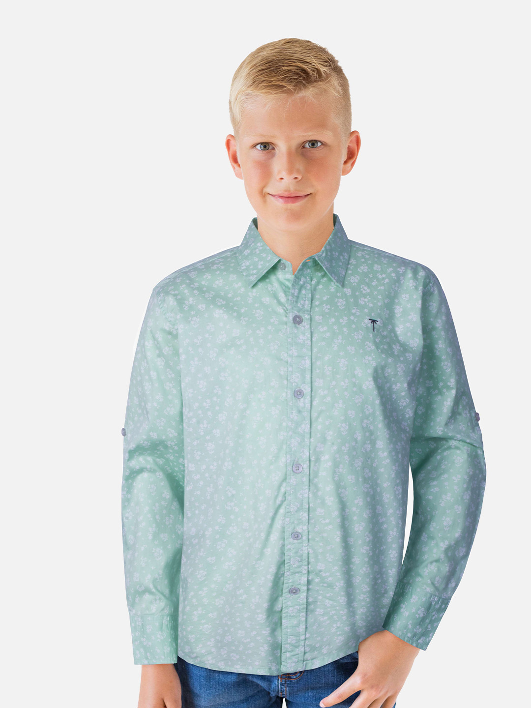 

Palm Tree Boys Blue Floral Printed Casual Shirt