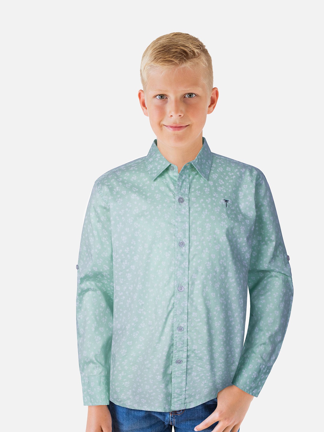 

Palm Tree Boys Blue Floral Printed Casual Shirt