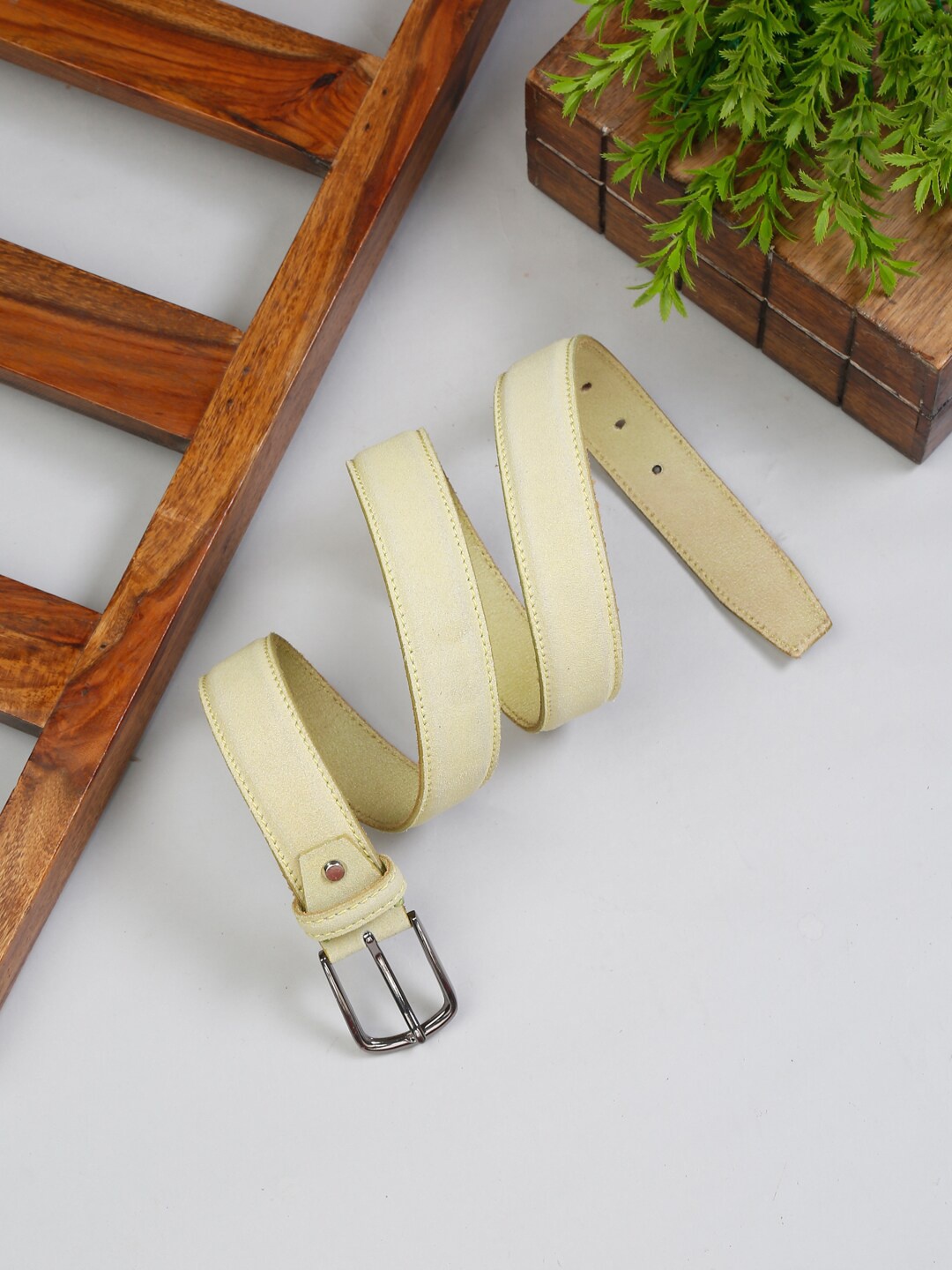 

LOUIS STITCH Men Premium Leather Casual Belt, Lime green