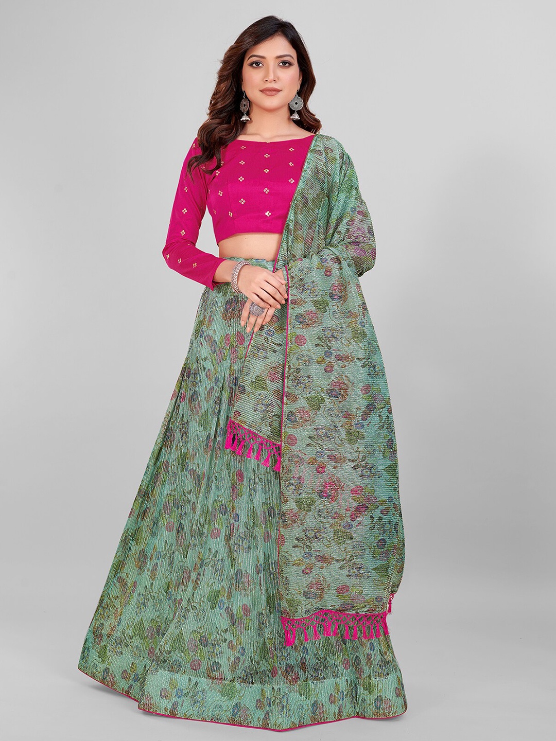 

Granthva Fab Embroidered Semi-Stitched Lehenga & Unstitched Blouse With Dupatta, Blue