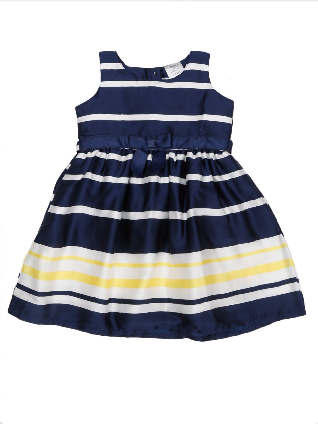 

Doodle Girls Striped Sleeveless Satin Fit & Flare Dress, Navy blue