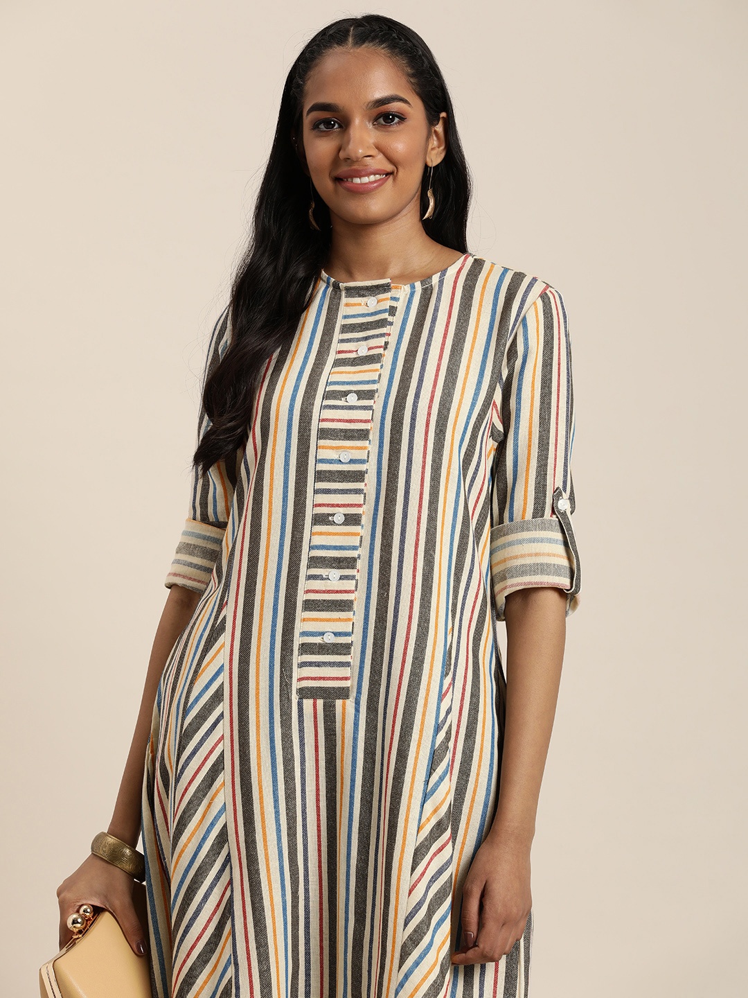 

Taavi Woven Legacy Striped Pure Cotton Kurta, Multi