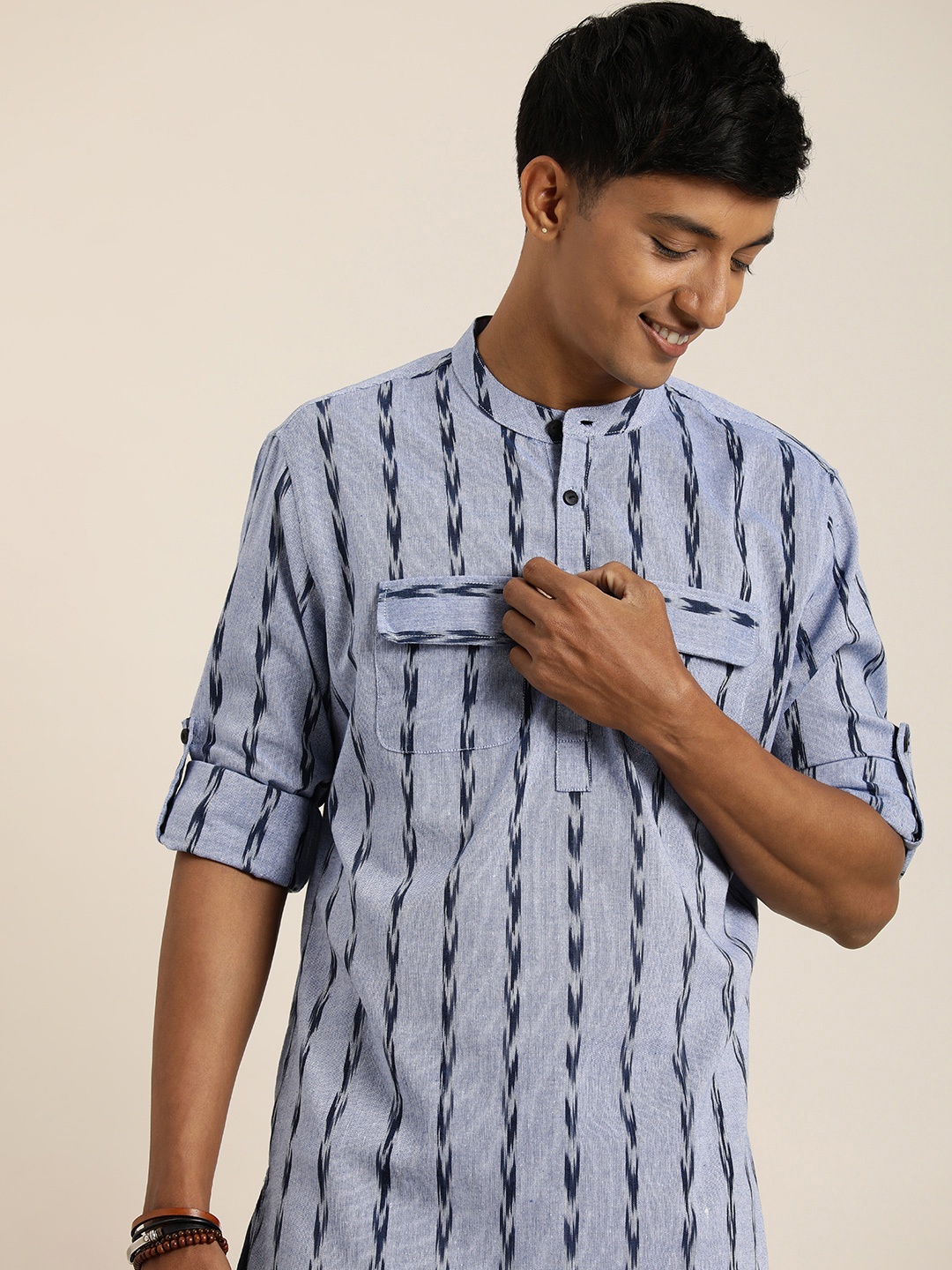 

Taavi Ikat Woven Design Short Kurta, Blue
