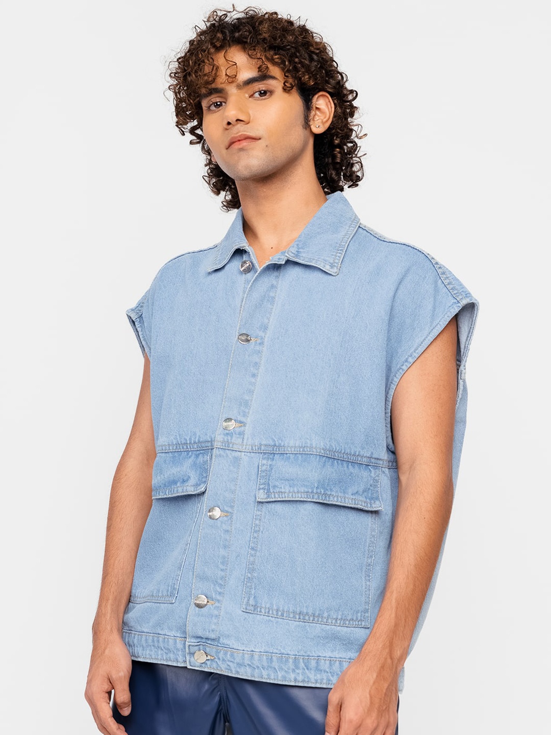 

FREAKINS Men Cotton Washed Denim Jacket, Blue