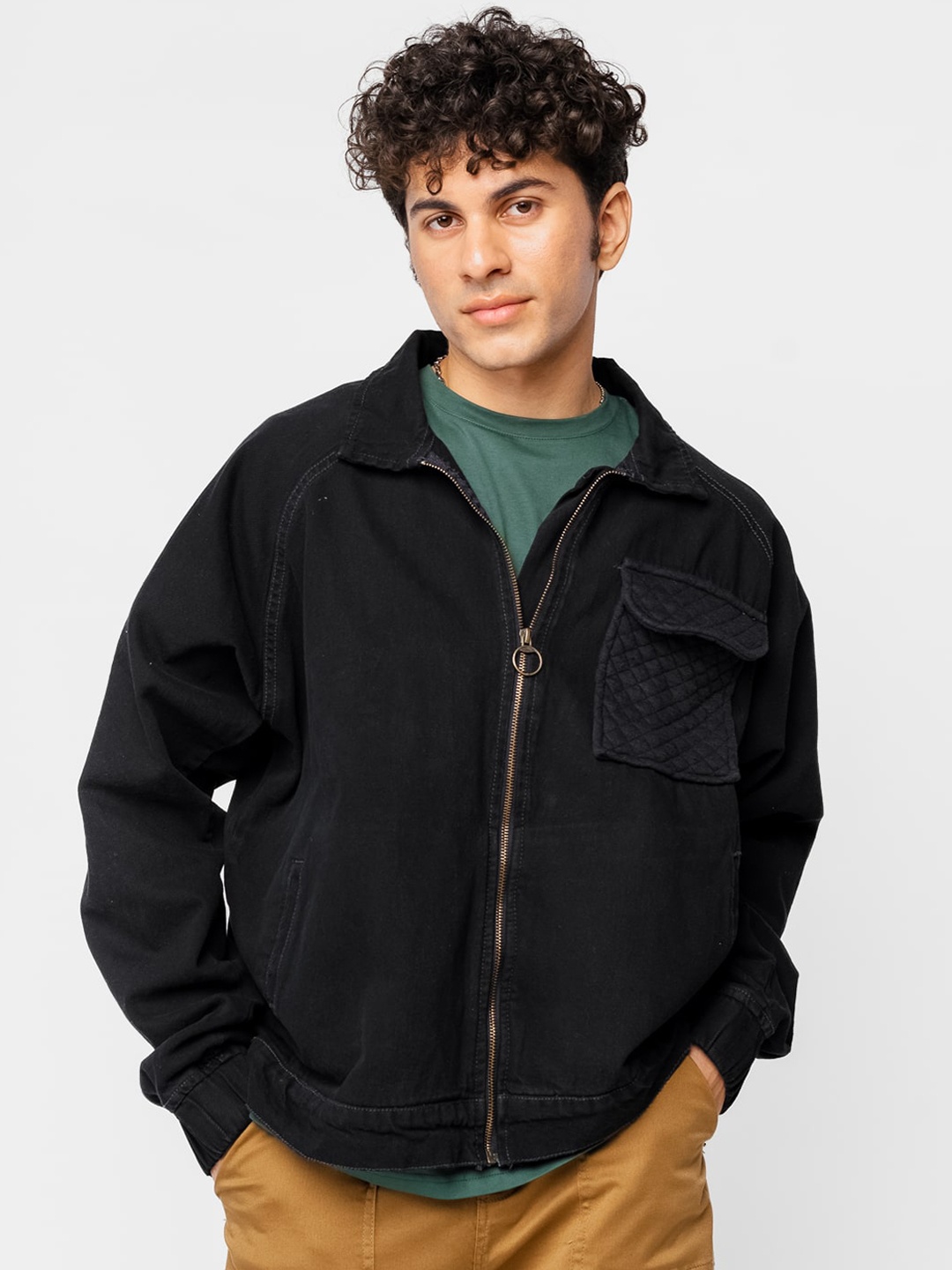 

FREAKINS Men Cotton Washed Denim Jacket, Black