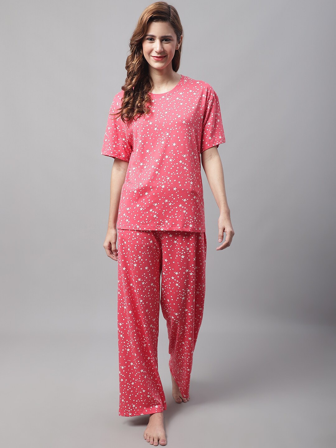 

Kanvin Conversational Printed Night Suit, Red