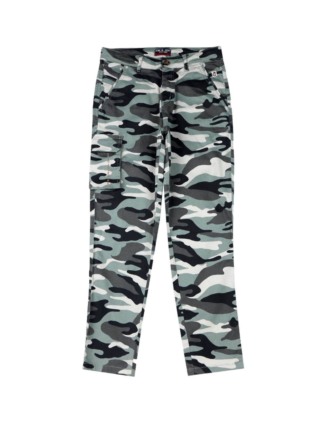 

Gini and Jony Boys Camouflage Printed Cotton Cargos, Grey