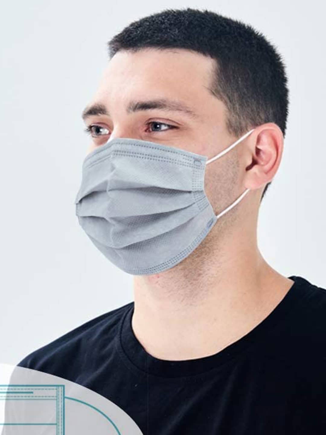 

LONDON FASHION hob Pack Of 100 3-Ply Disposable Outdoor Surgical Face Masks With Nose-Pin, Grey