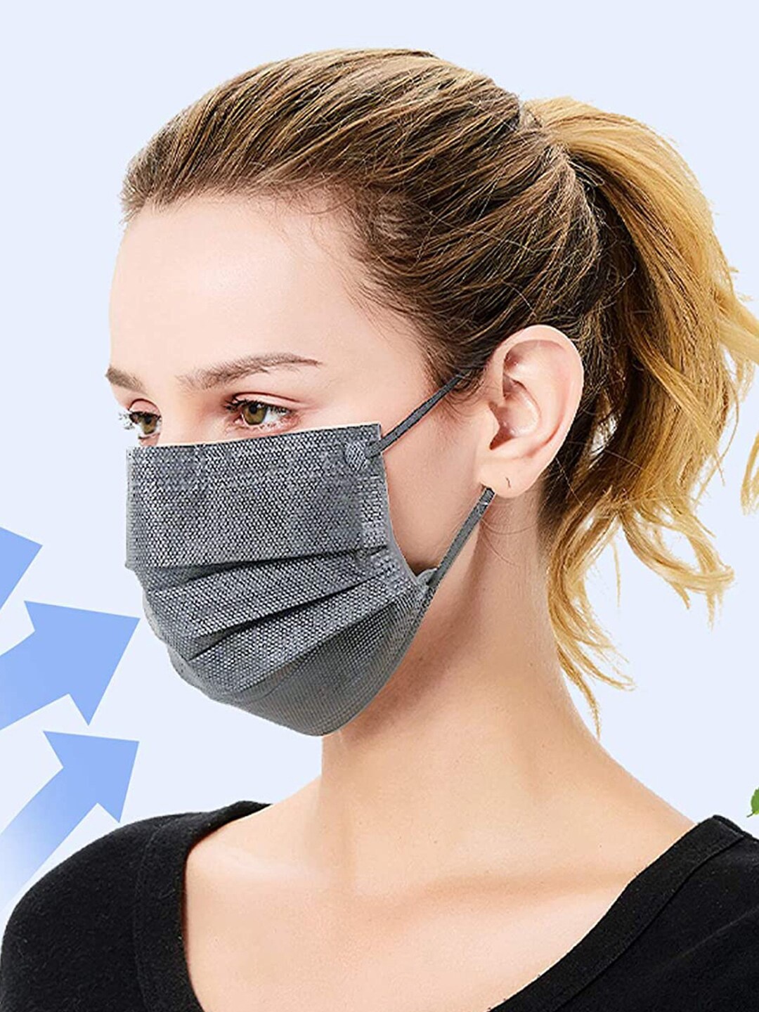 

LONDON FASHION hob 100-Pcs 3-Ply Surgical Face Mask With Nose Pin, Grey