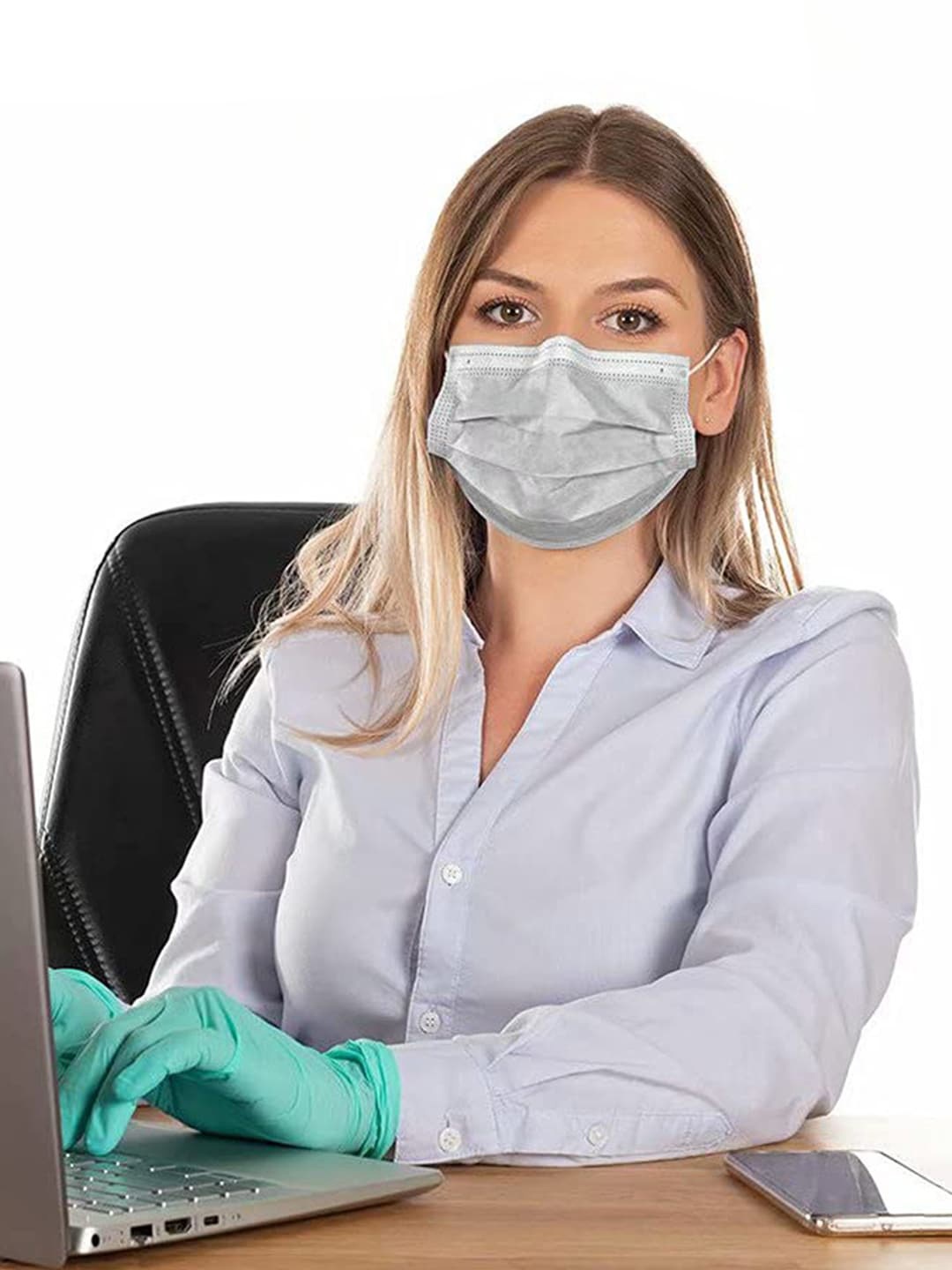 

LONDON FASHION hob Pack Of 100 3-Ply Disposable Face Masks With Nose-Pin, Grey