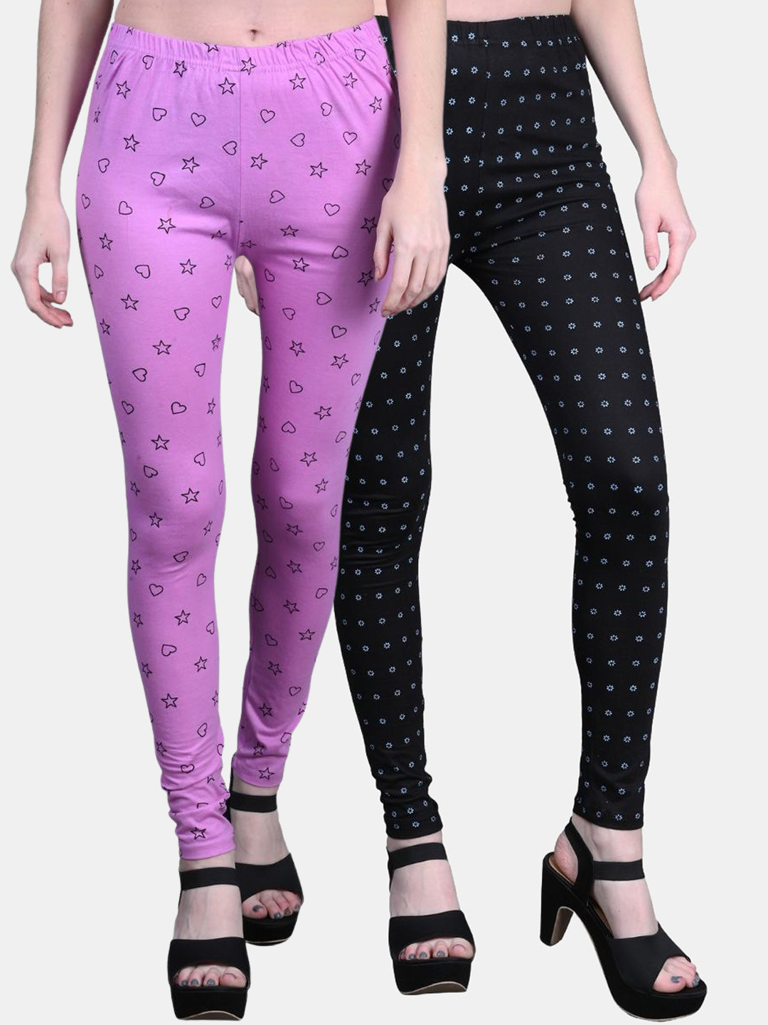 

FRENCH KLEIDER Girls Pack Of 2 Printed Cotton Ankle-Length Leggings, Mauve