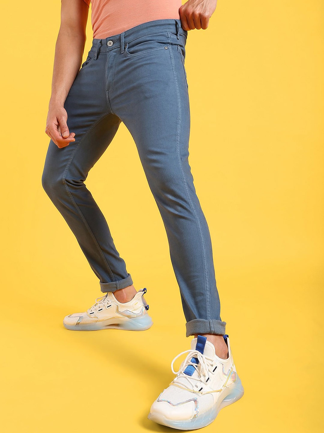 

Flying Machine Low Rise Twill Skinny Coloured Jeans, Blue
