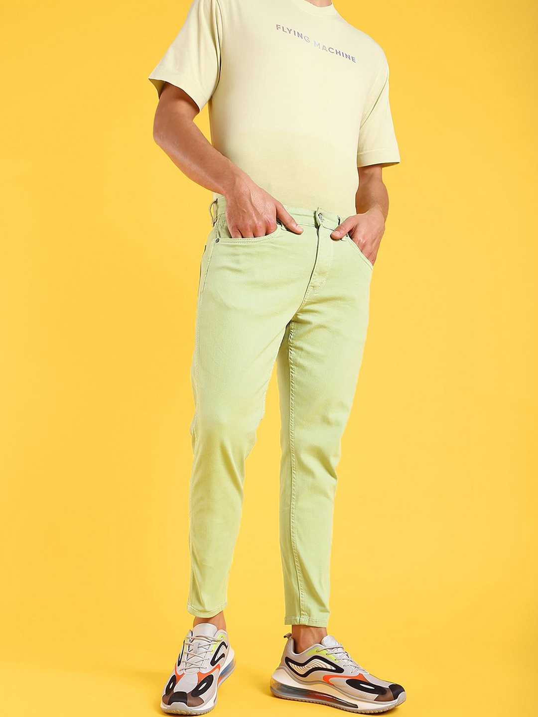 

Flying Machine High Rise Twill Coloured Jeans, Green