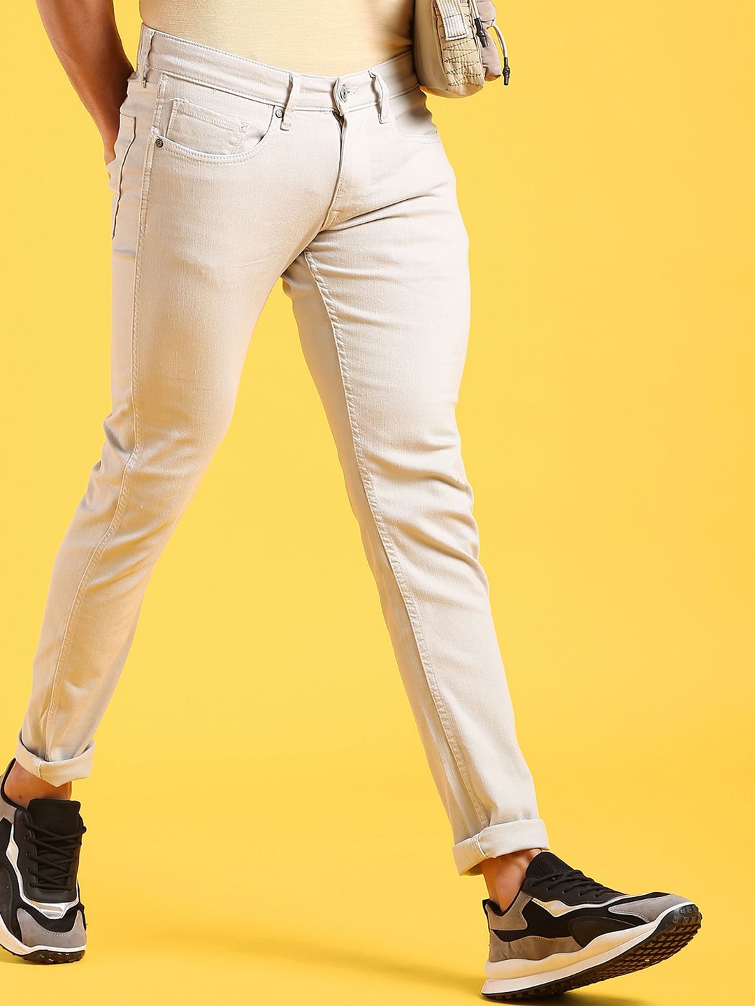 

Flying Machine Low Rise Twill Skinny Coloured Stretchable Jeans, Grey