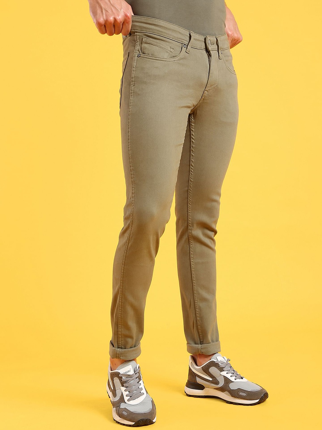 

Flying Machine Slim Fit Coloured Low Rise Twill Stretchable Jeans, Olive
