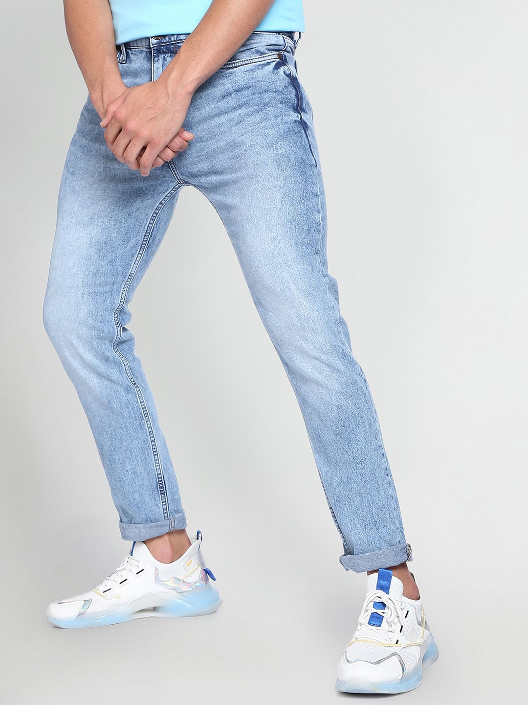 

Flying Machine Men Slim Fit Heavy Fade Stretchable Jeans, Blue