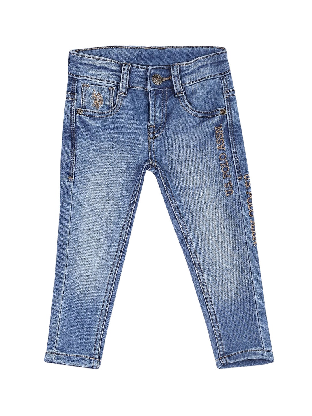 

U.S. Polo Assn. Kids Boys Blue Slim Fit Light Fade Cotton Jeans