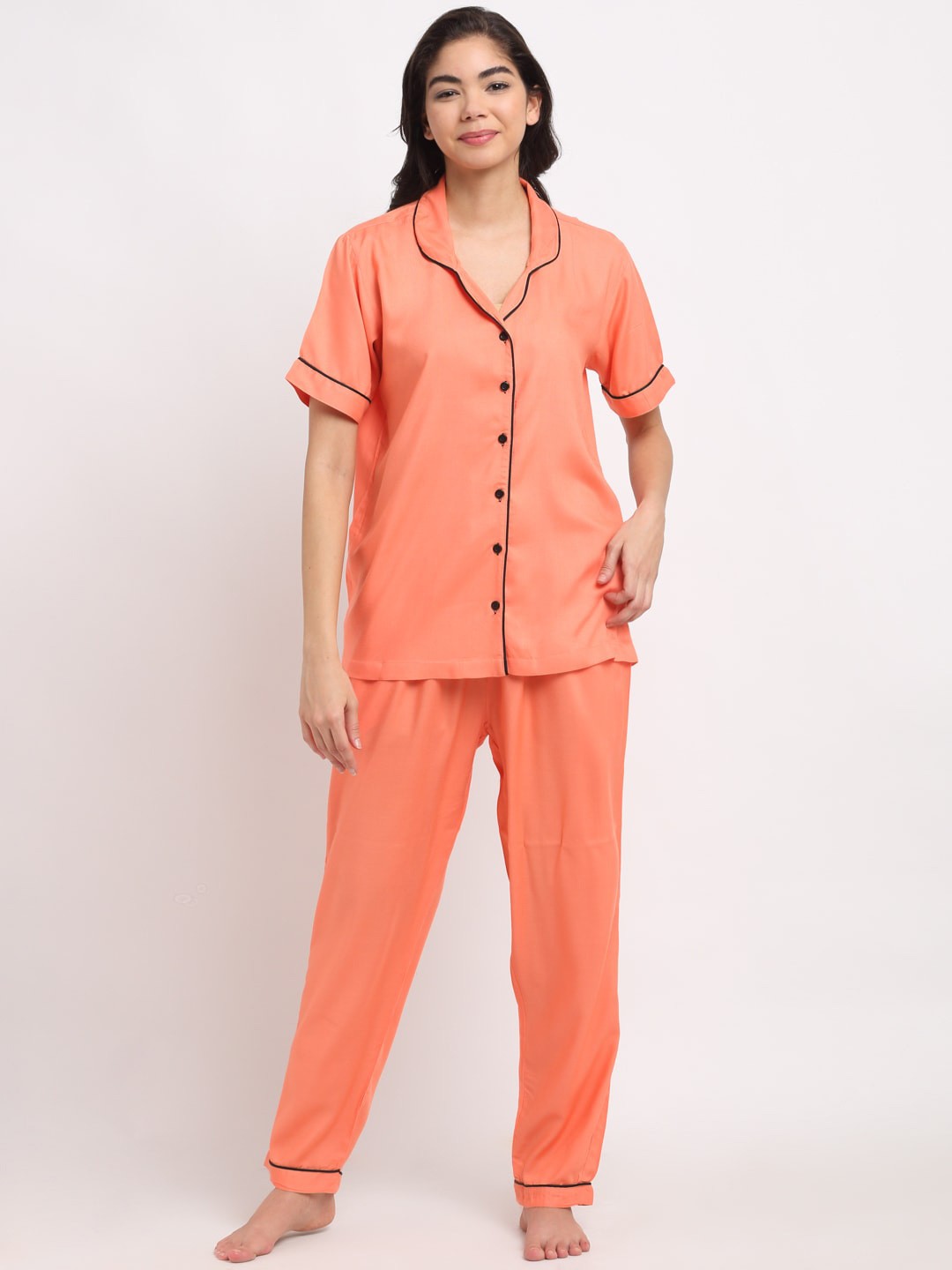 

NEUDIS Lapel Collar Night Suit, Orange