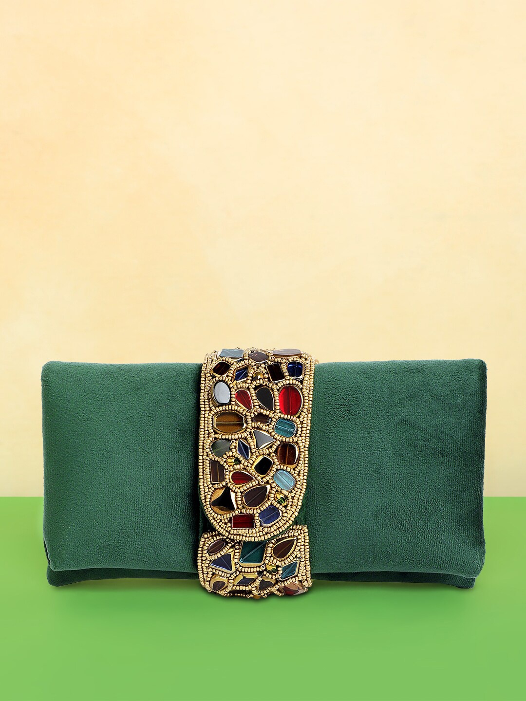 

Peora Embellished Handmade Evening Purse Clutch, Green