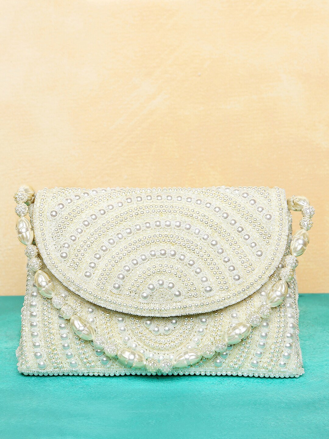 

Peora Embellished Women Handmade Evening Purse Clutch, White