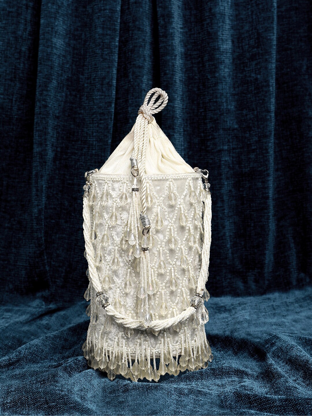 

Peora Embellished Handmade Evening Wristlet Potli Clutch, White