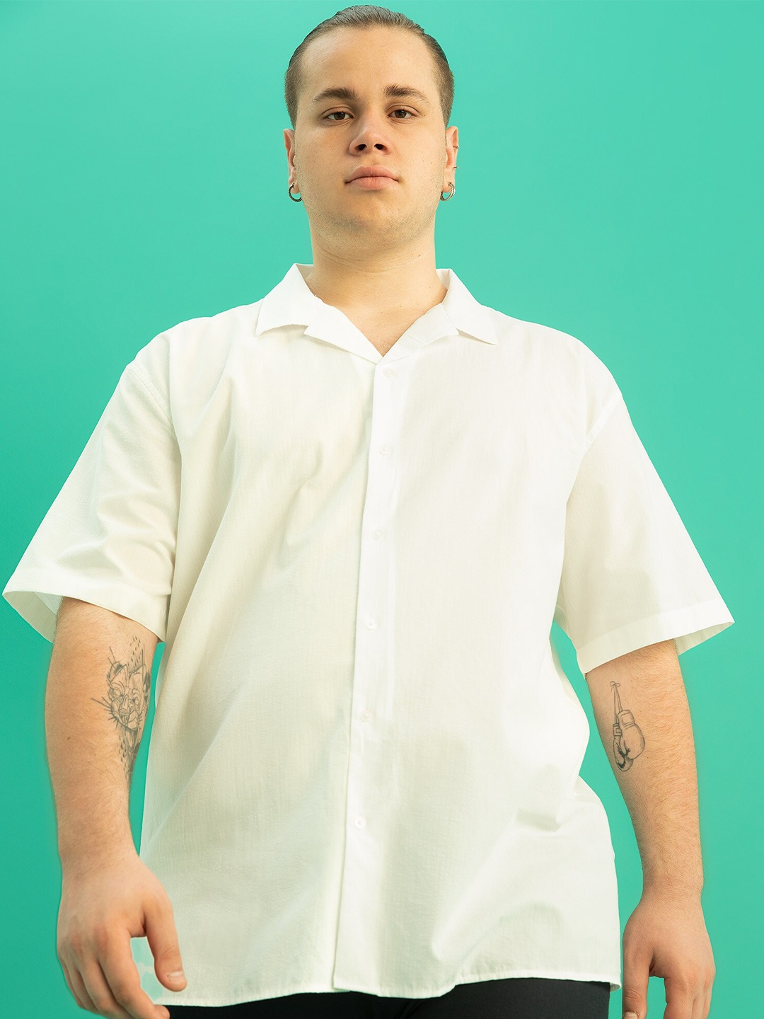 

DeFacto Plus Size Casual Cotton Shirt, Off white