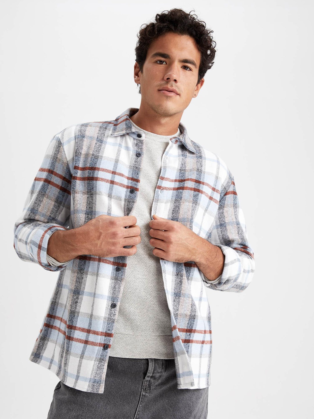 

DeFacto Tartan Checked Cotton Casual Shirt, Blue