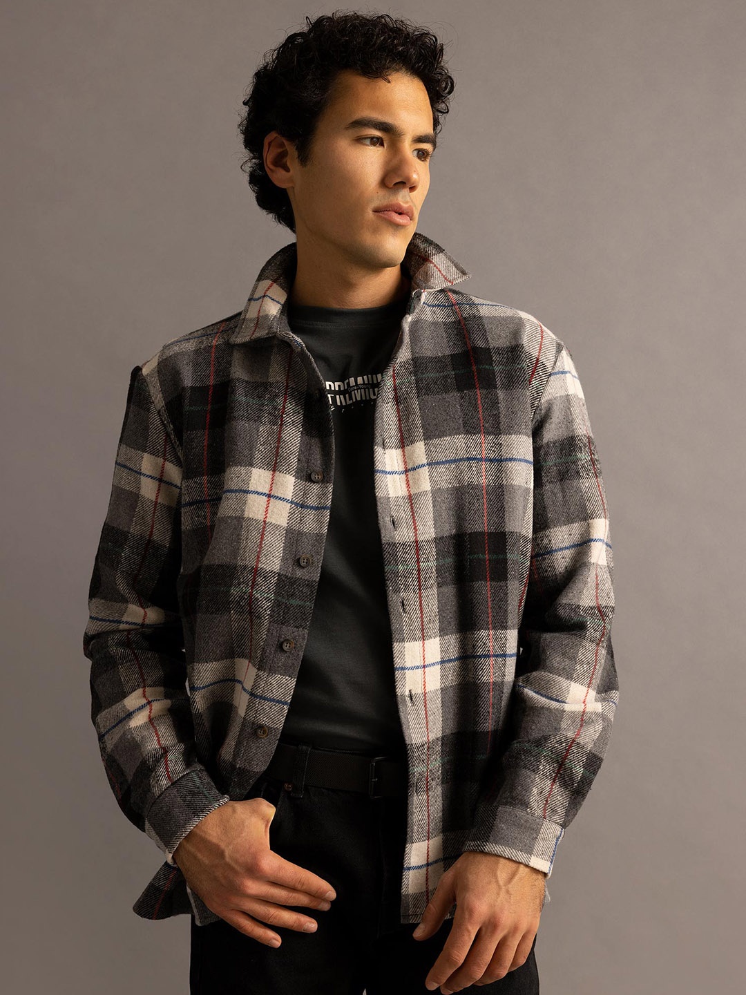 

DeFacto Tartan Checks Casual Shirt, Black