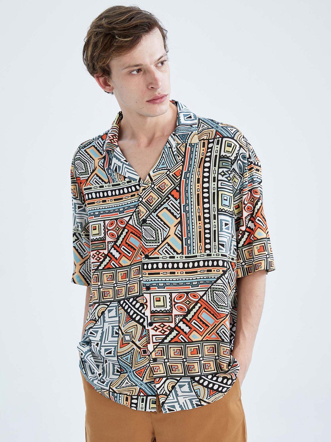 

DeFacto Geometric Printed Casual Shirt, Orange