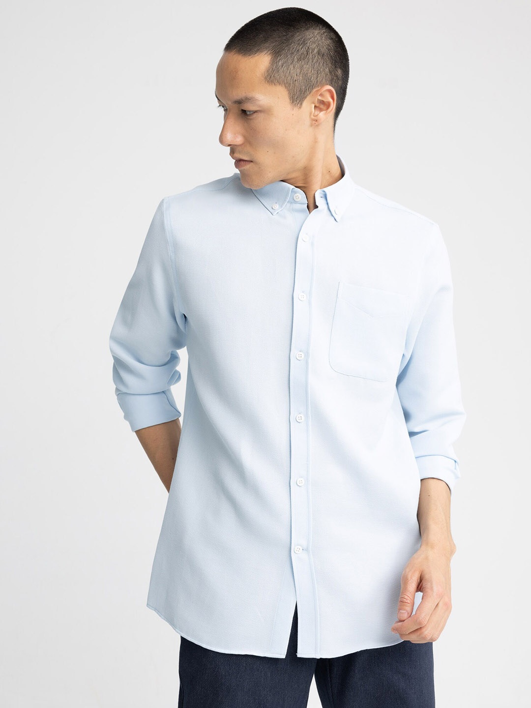 

DeFacto Spread Collar Cotton Casual Shirt, Blue