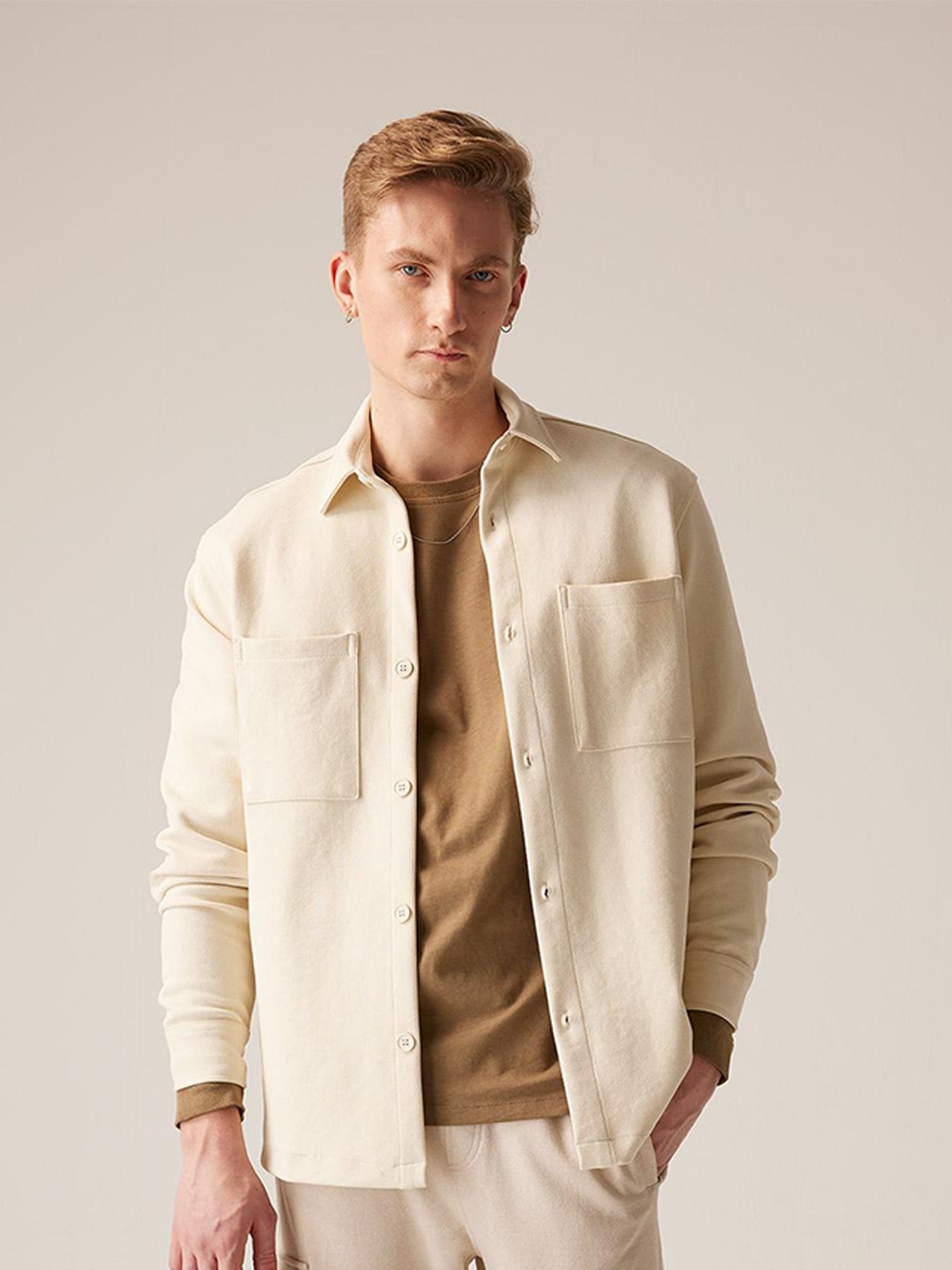 

DeFacto Spread Collar Casual Shirt, Beige