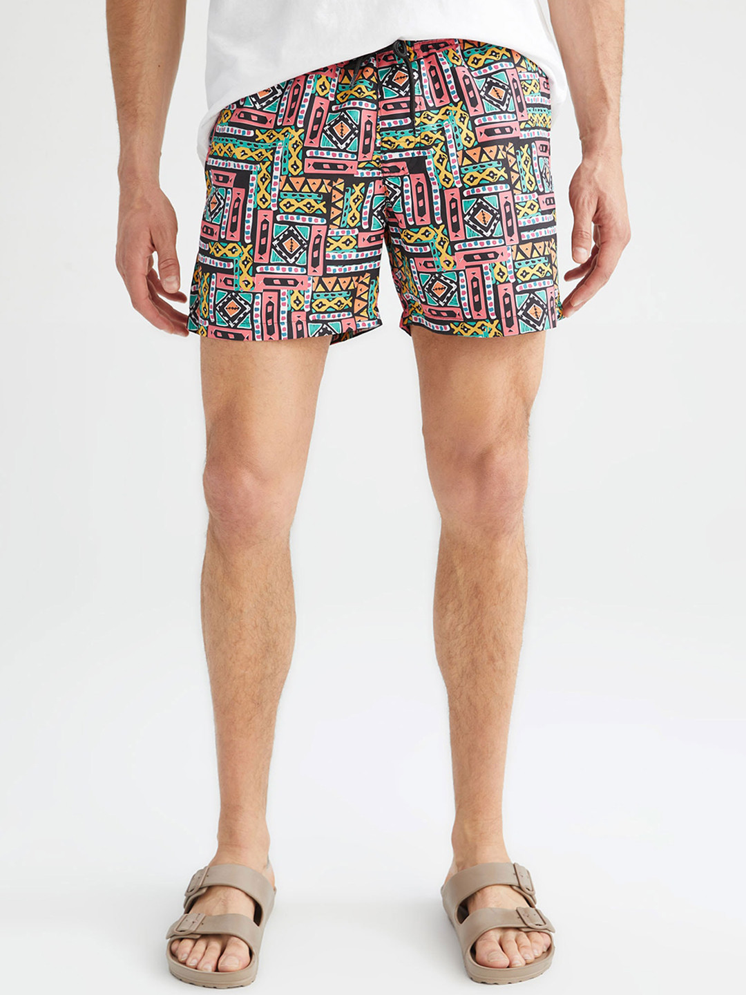 

DeFacto Men Printed Lounge Shorts, Blue