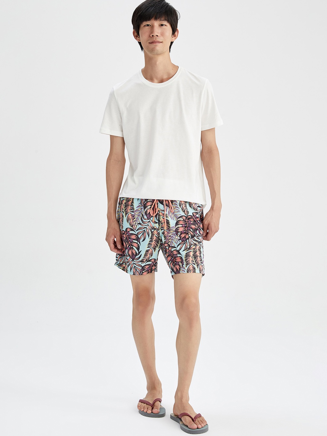 

DeFacto Men Tropical Printed Loose Fit Shorts, Blue