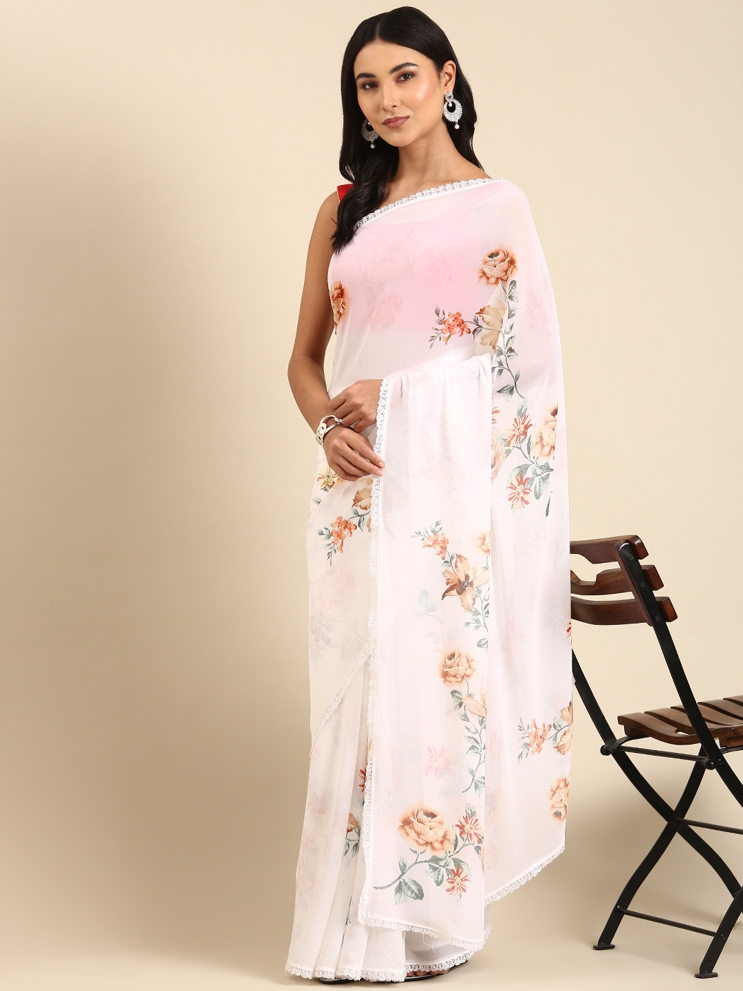 

Rani Saahiba White Floral Saree