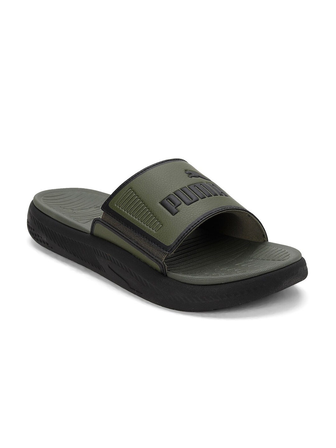 

Puma Men Softride Textured Lightweight Slides Sandals, Olive