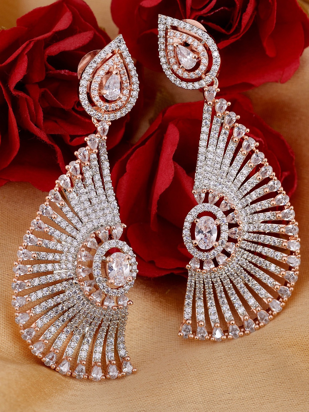 

Saraf RS Jewellery Rose Gold Plated Classic Drop Earrings, White