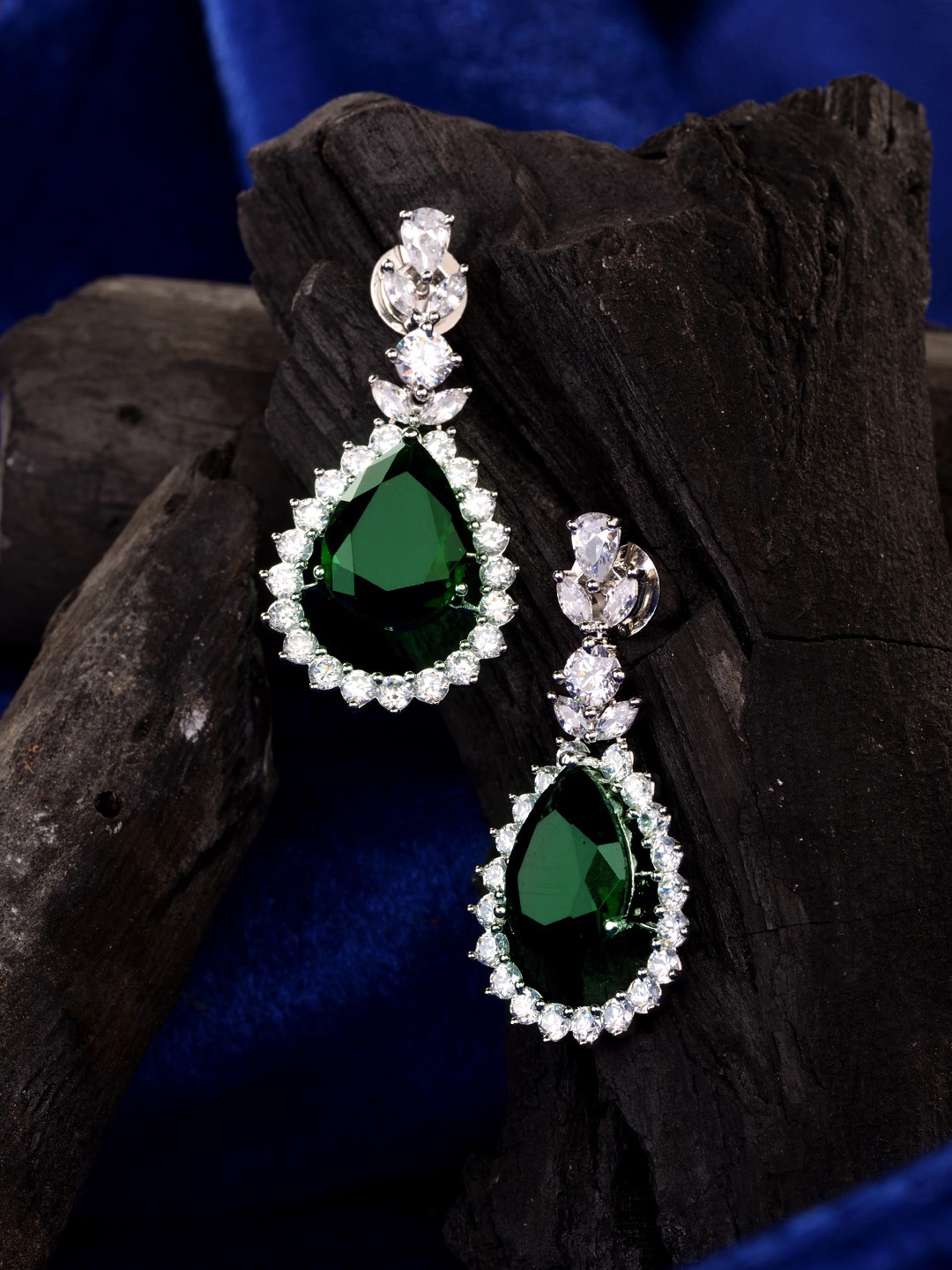 

Saraf RS Jewellery Silver Plated Classic Drop Earrings, Green