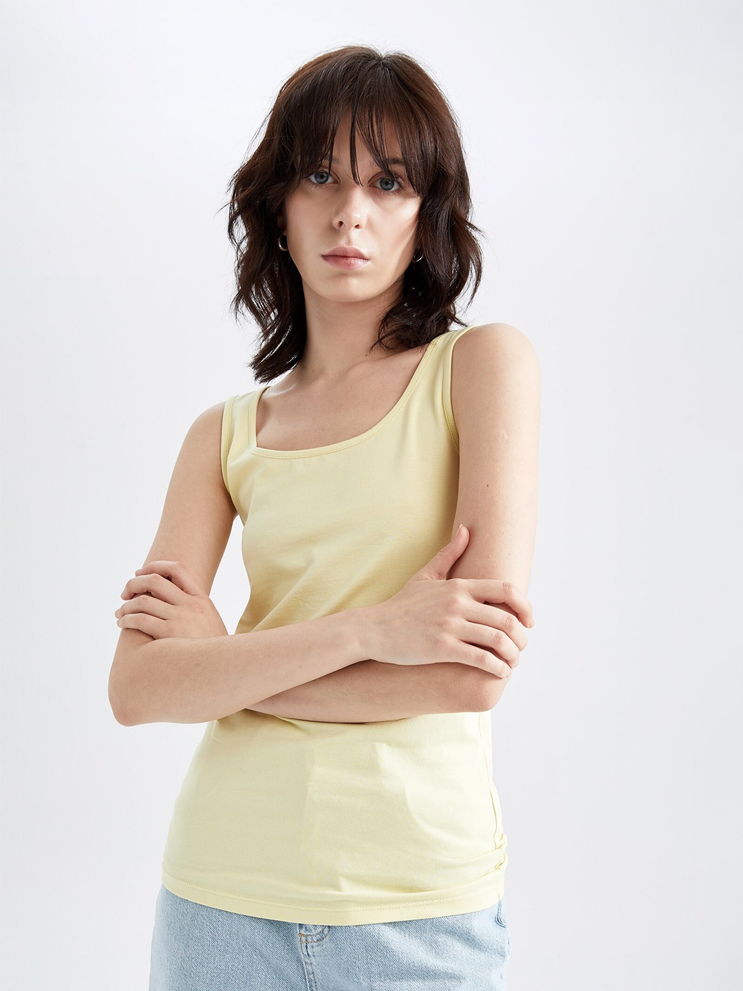 

DeFacto Scoop Neck Sleeveless Top, Yellow