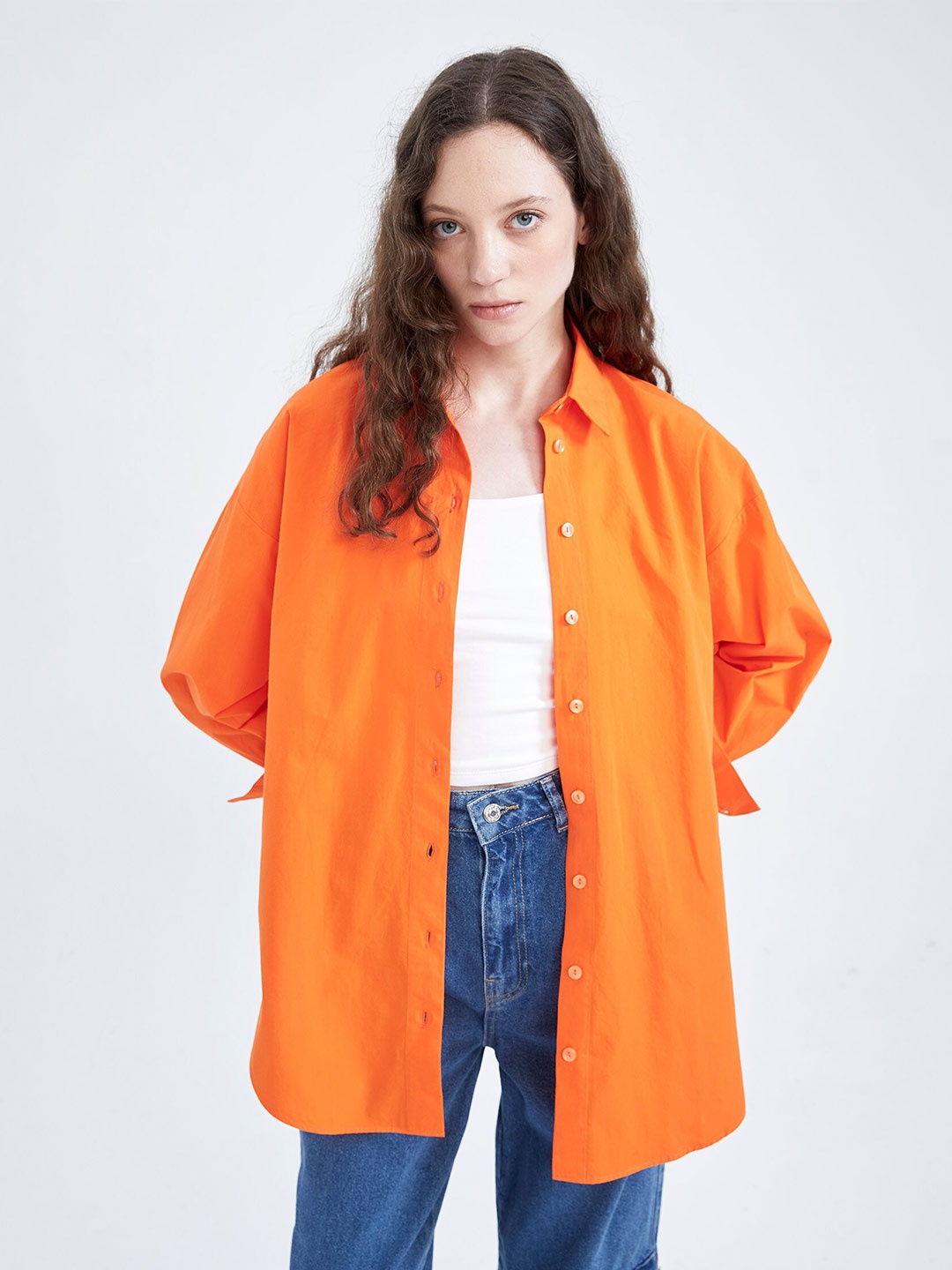

DeFacto Longline Casual Shirt, Orange