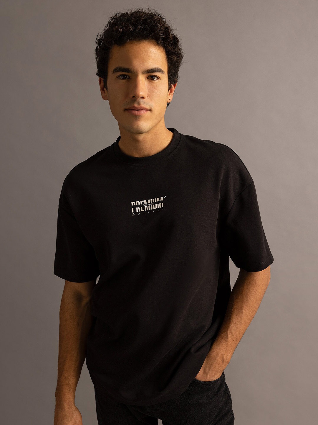 

DeFacto Typography Printed T-shirt, Black