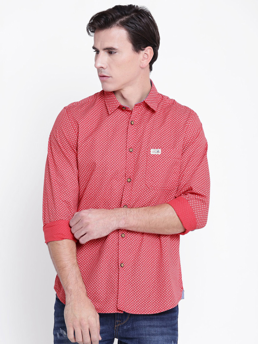 

U.S. Polo Assn. Denim Co. Men Red & Off-White Printed Casual Shirt