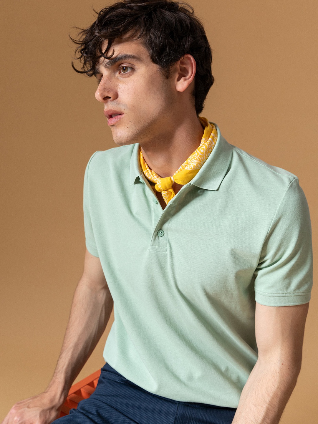 

DeFacto Men Polo Collar Pure Cotton T-shirt, Green